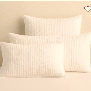 Two Pottery Barn Linen Hand Stitched Shams Standard size